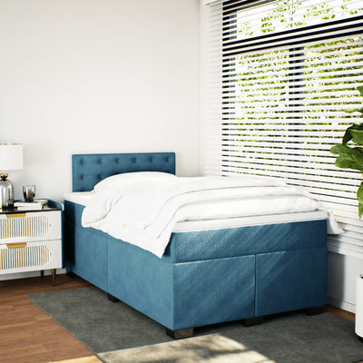 kontinentalseng med madras 120x190 cm velour blå