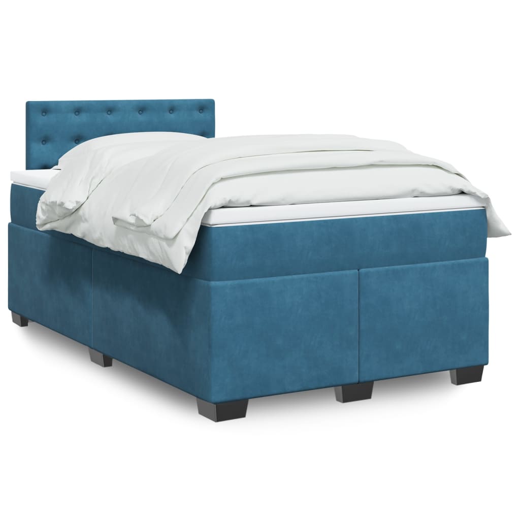 kontinentalseng med madras 120x190 cm velour blå