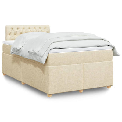 kontinentalseng med madras 120x190 cm stof cremefarvet