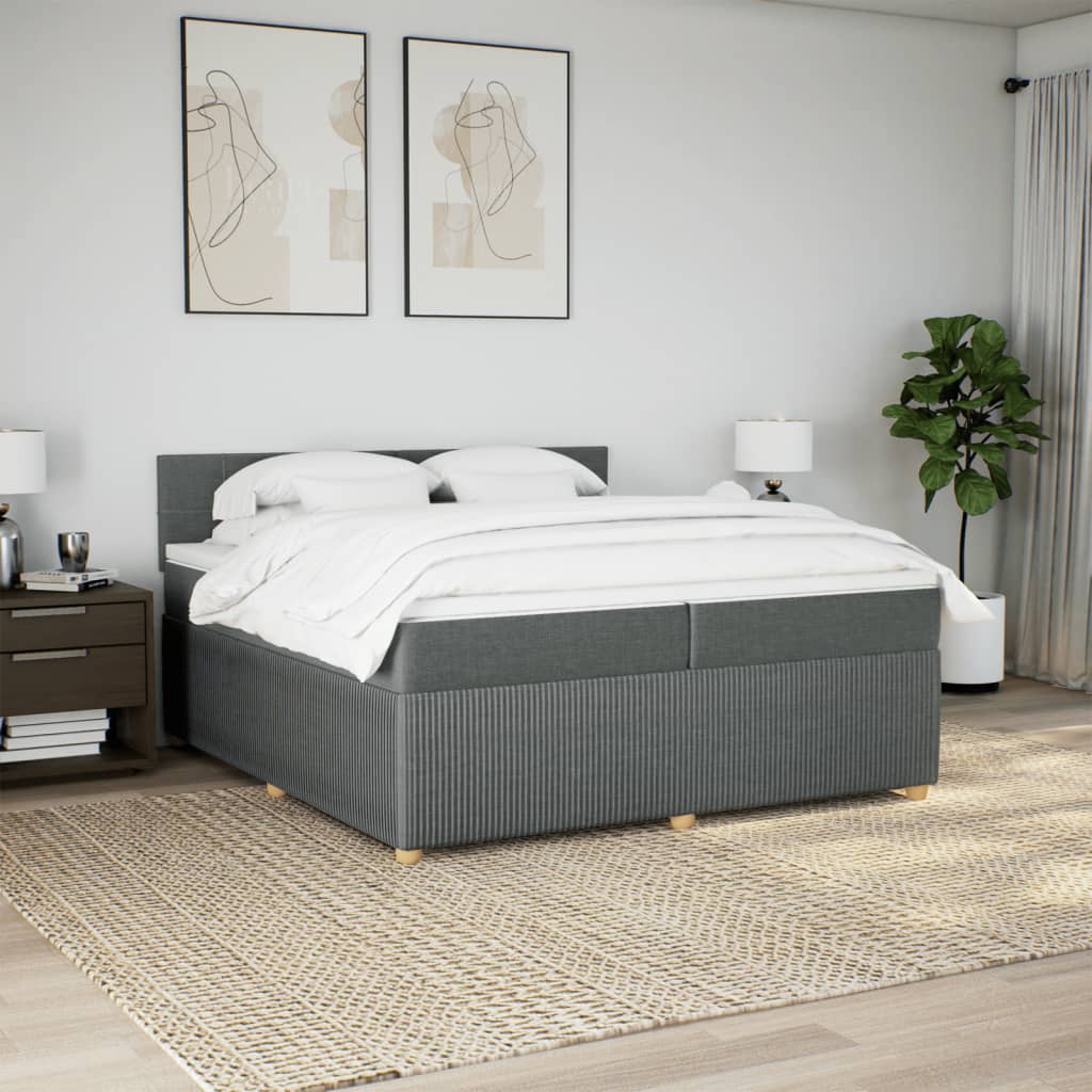 kontinentalseng med madras 200x200 cm stof mørkegrå