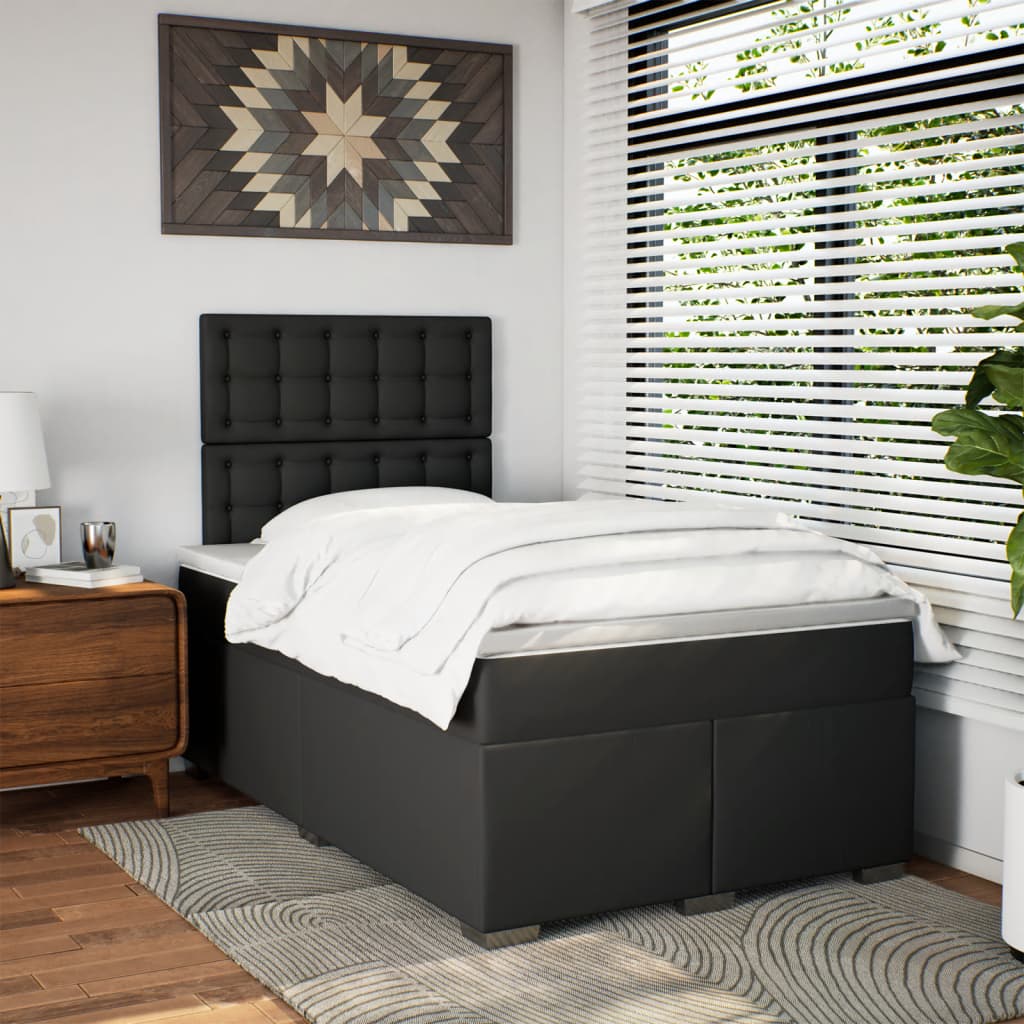 kontinentalseng med madras 120x190 cm kunstlæder sort