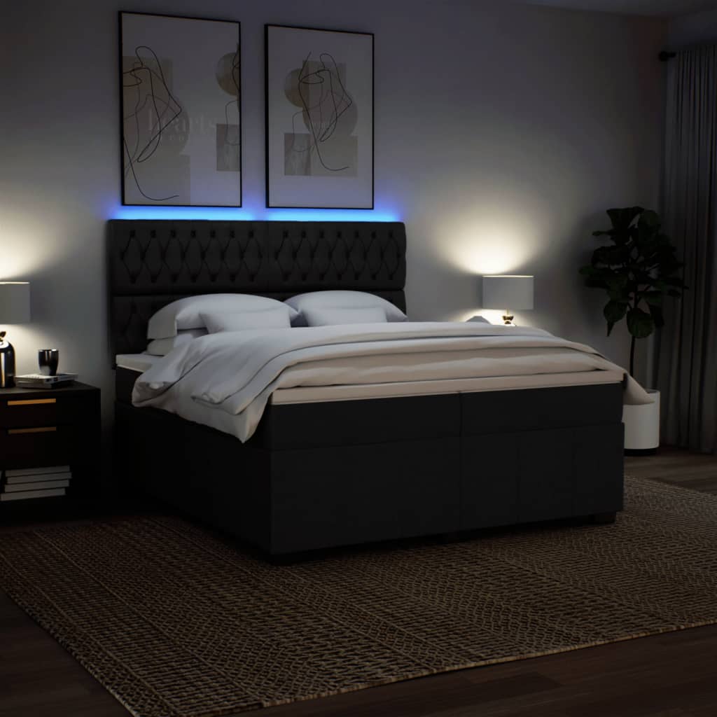 kontinentalseng med madras 200x200 cm stof sort