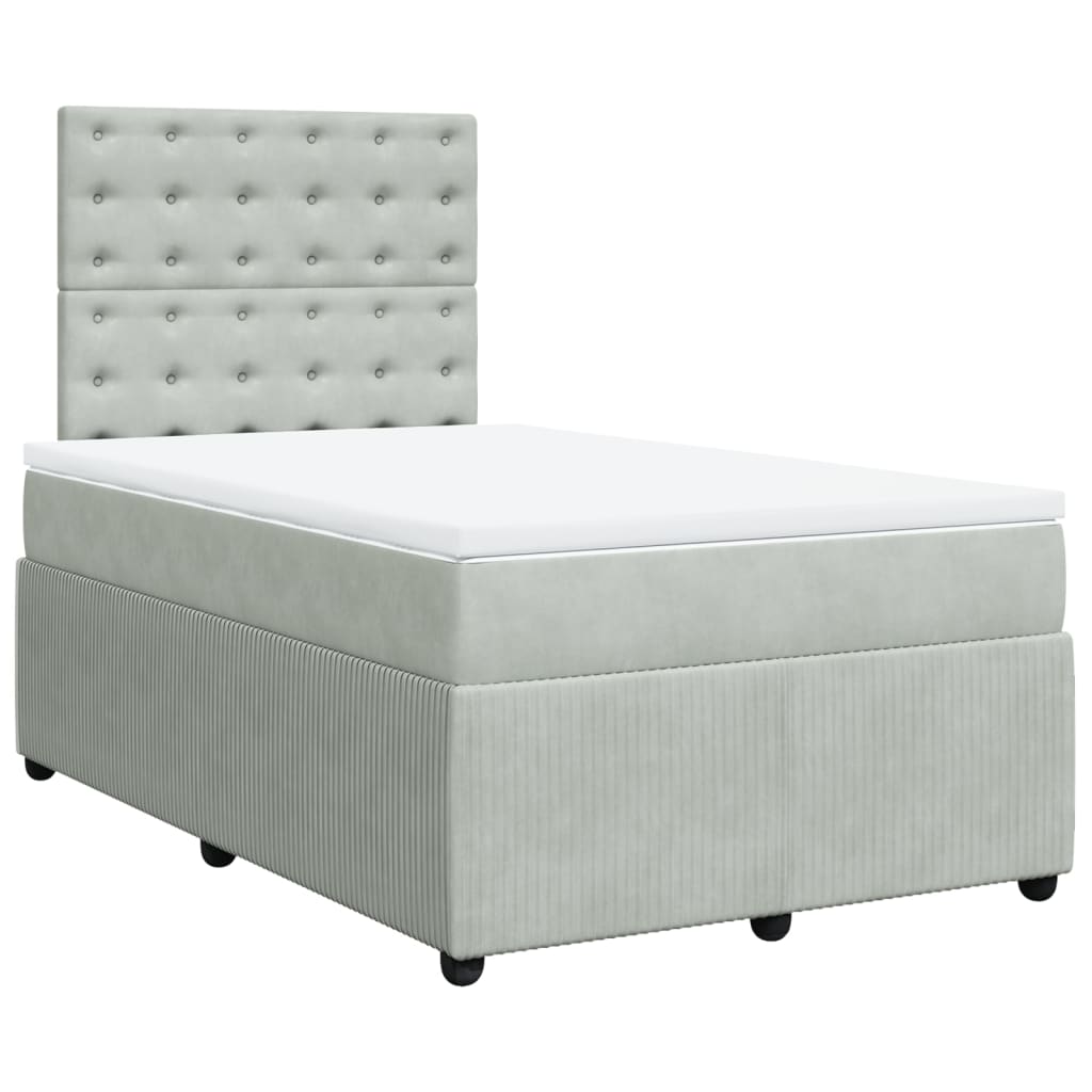 kontinentalseng med madras 120x190 cm velour lysegrå