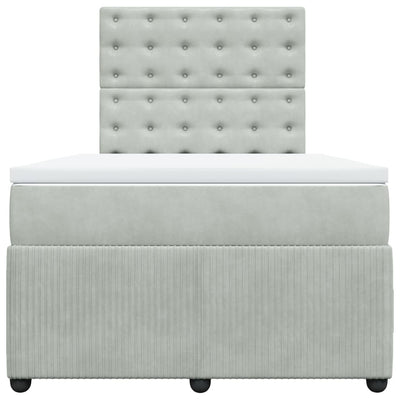 kontinentalseng med madras 120x190 cm velour lysegrå