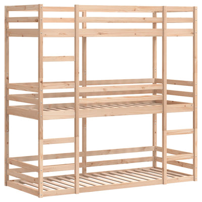 tredobbelt køjeseng 80x200 cm massivt fyrretræ