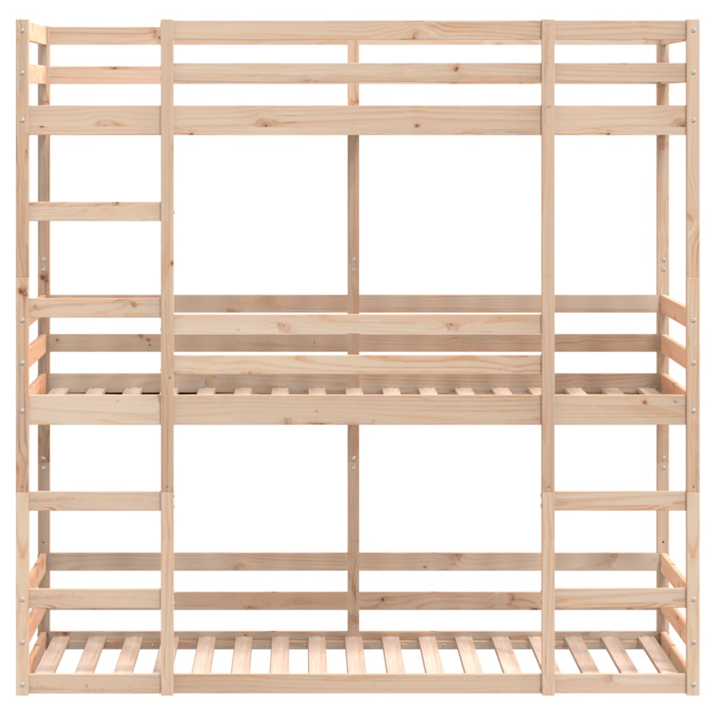 tredobbelt køjeseng 80x200 cm massivt fyrretræ