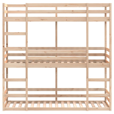 tredobbelt køjeseng 80x200 cm massivt fyrretræ