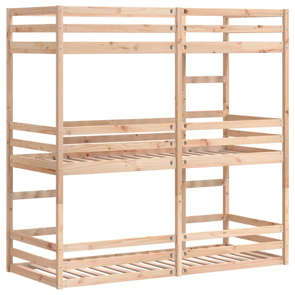 tredobbelt køjeseng 80x200 cm massivt fyrretræ