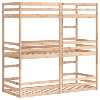 tredobbelt køjeseng 80x200 cm massivt fyrretræ