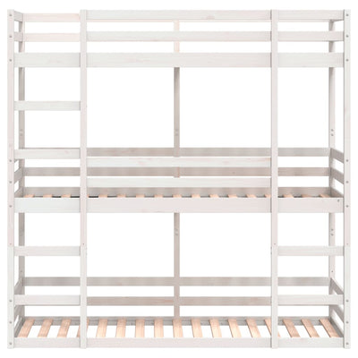 tredobbelt køjeseng 80x200 cm massivt fyrretræ hvid
