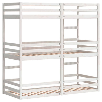 tredobbelt køjeseng 80x200 cm massivt fyrretræ hvid