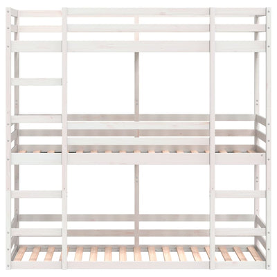 tredobbelt køjeseng 90x190 cm massivt fyrretræ hvid