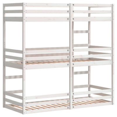 tredobbelt køjeseng 90x190 cm massivt fyrretræ hvid