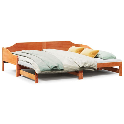daybed m. udtræk uden madrasser 90x190cm massivt træ gyldenbrun