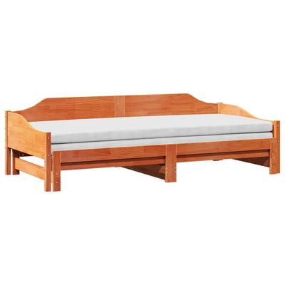 daybed m. udtræk uden madrasser 90x190cm massivt træ gyldenbrun