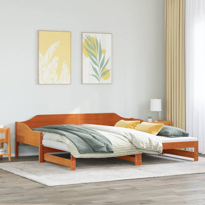daybed m. udtræk uden madrasser 90x190cm massivt træ gyldenbrun