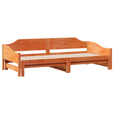daybed m. udtræk uden madrasser 90x190cm massivt træ gyldenbrun