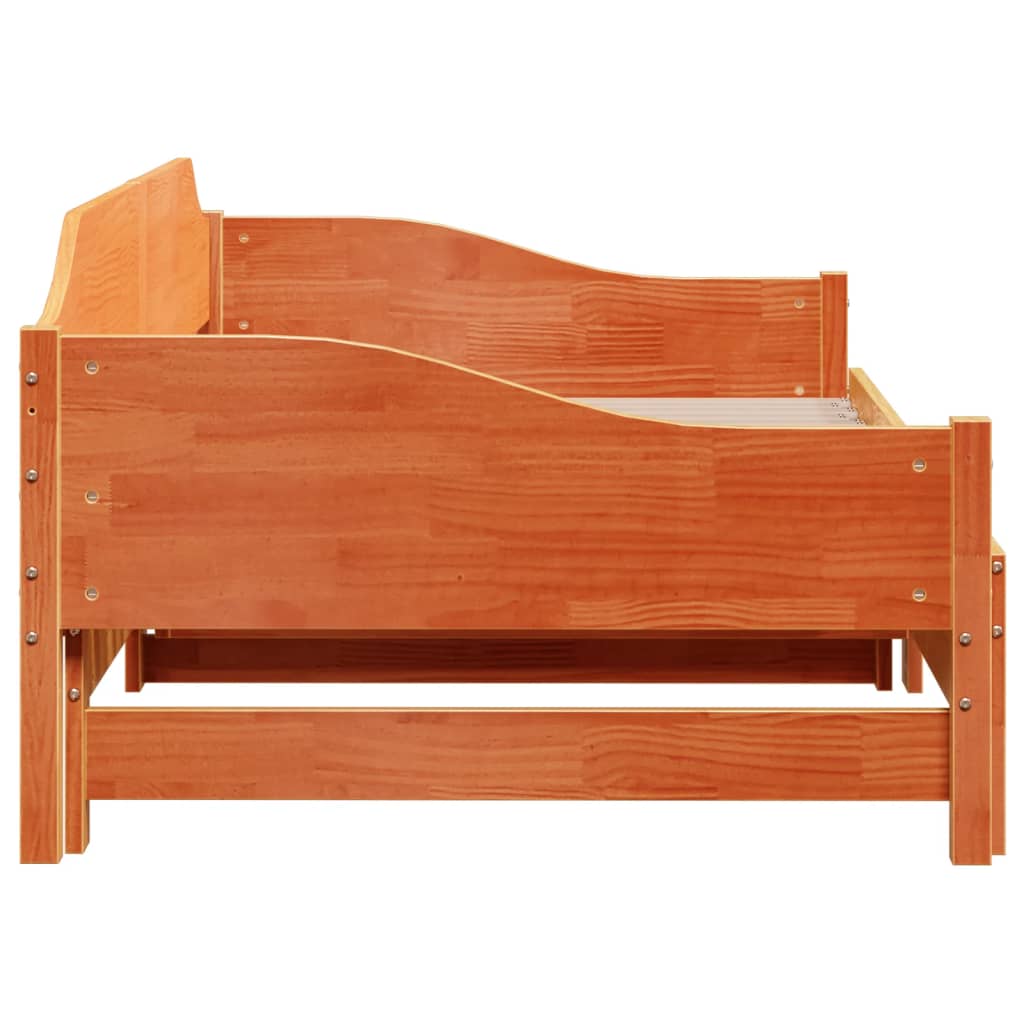 daybed m. udtræk uden madrasser 90x190cm massivt træ gyldenbrun