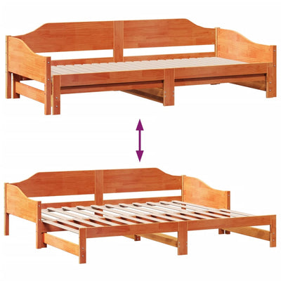 daybed m. udtræk uden madrasser 90x190cm massivt træ gyldenbrun