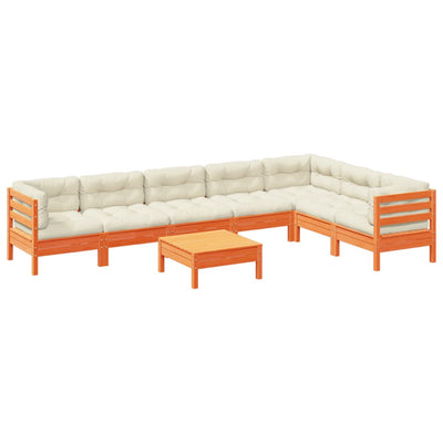 sofasæt til haven 8 dele med hynder massivt fyr gyldenbrun
