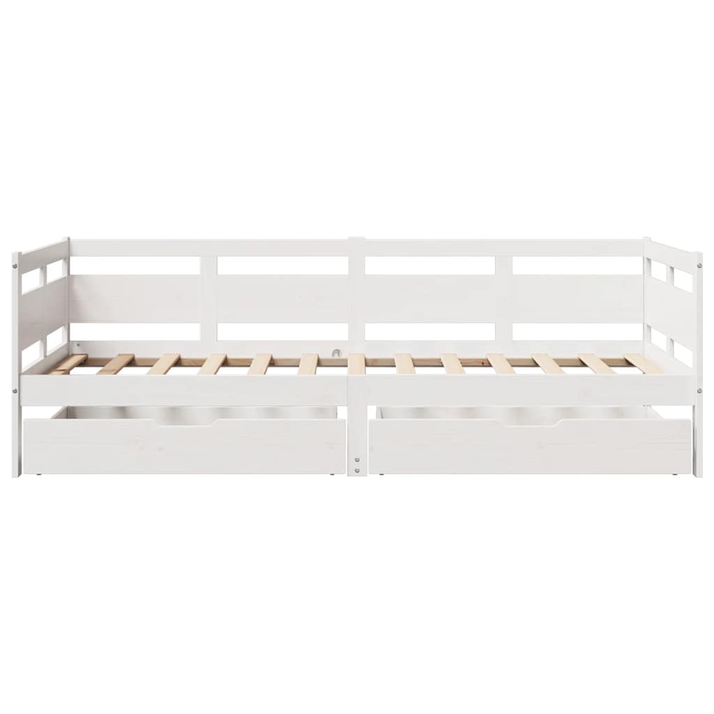 daybed med skuffer 90x200 cm massivt fyrretræ hvid