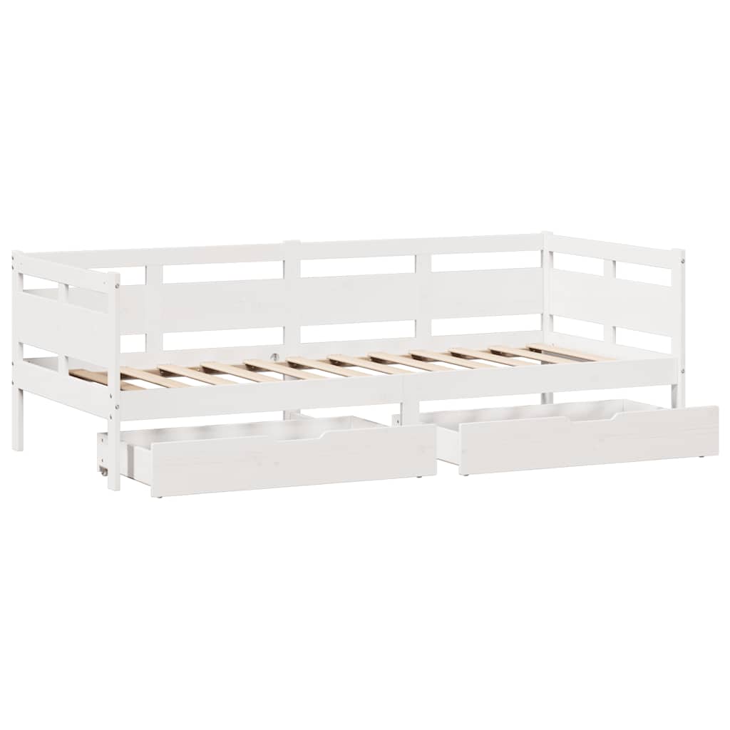 daybed med skuffer 90x200 cm massivt fyrretræ hvid