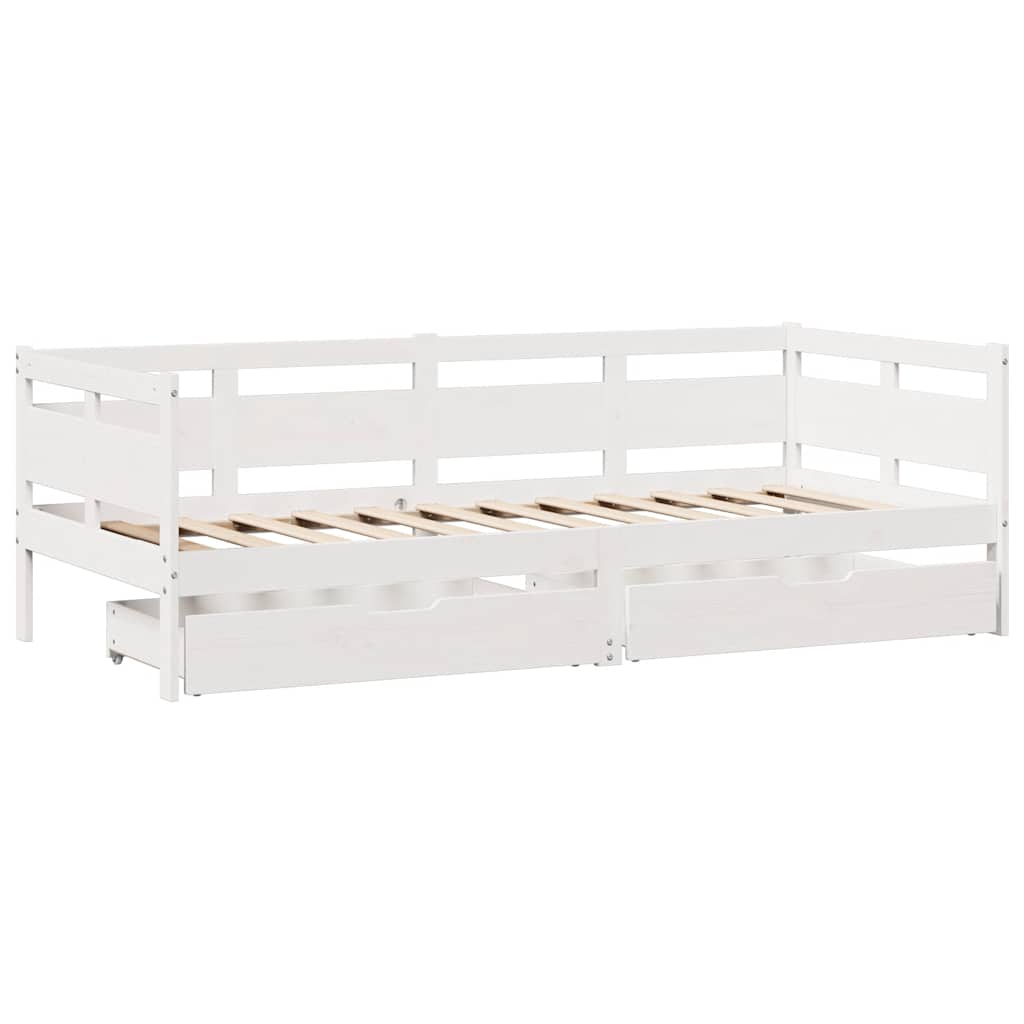 daybed med skuffer 80x200 cm massivt fyrretræ hvid