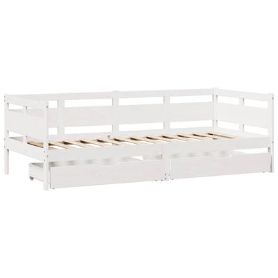 daybed med skuffer 80x200 cm massivt fyrretræ hvid