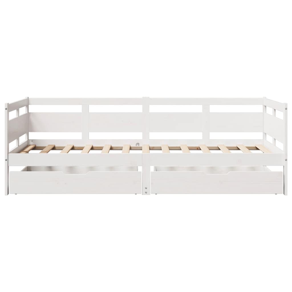 daybed med skuffer 80x200 cm massivt fyrretræ hvid