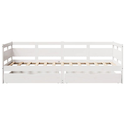 daybed med skuffer 80x200 cm massivt fyrretræ hvid
