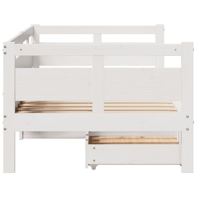 daybed med skuffer 80x200 cm massivt fyrretræ hvid