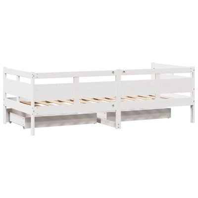 daybed med skuffer 80x200 cm massivt fyrretræ hvid