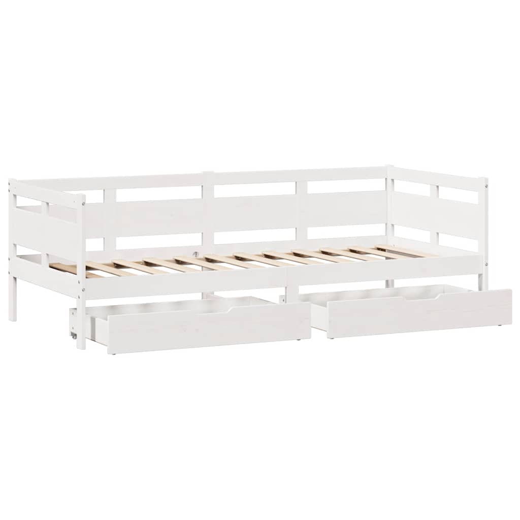 daybed med skuffer 80x200 cm massivt fyrretræ hvid