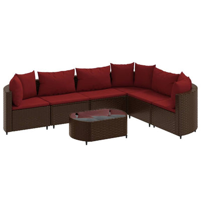 sofasæt til haven 7 dele med hynder polyrattan brun
