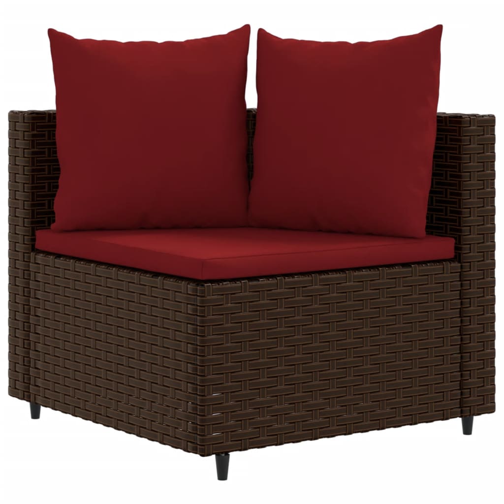 sofasæt til haven 7 dele med hynder polyrattan brun