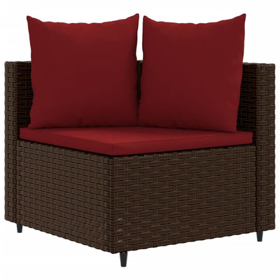 sofasæt til haven 7 dele med hynder polyrattan brun