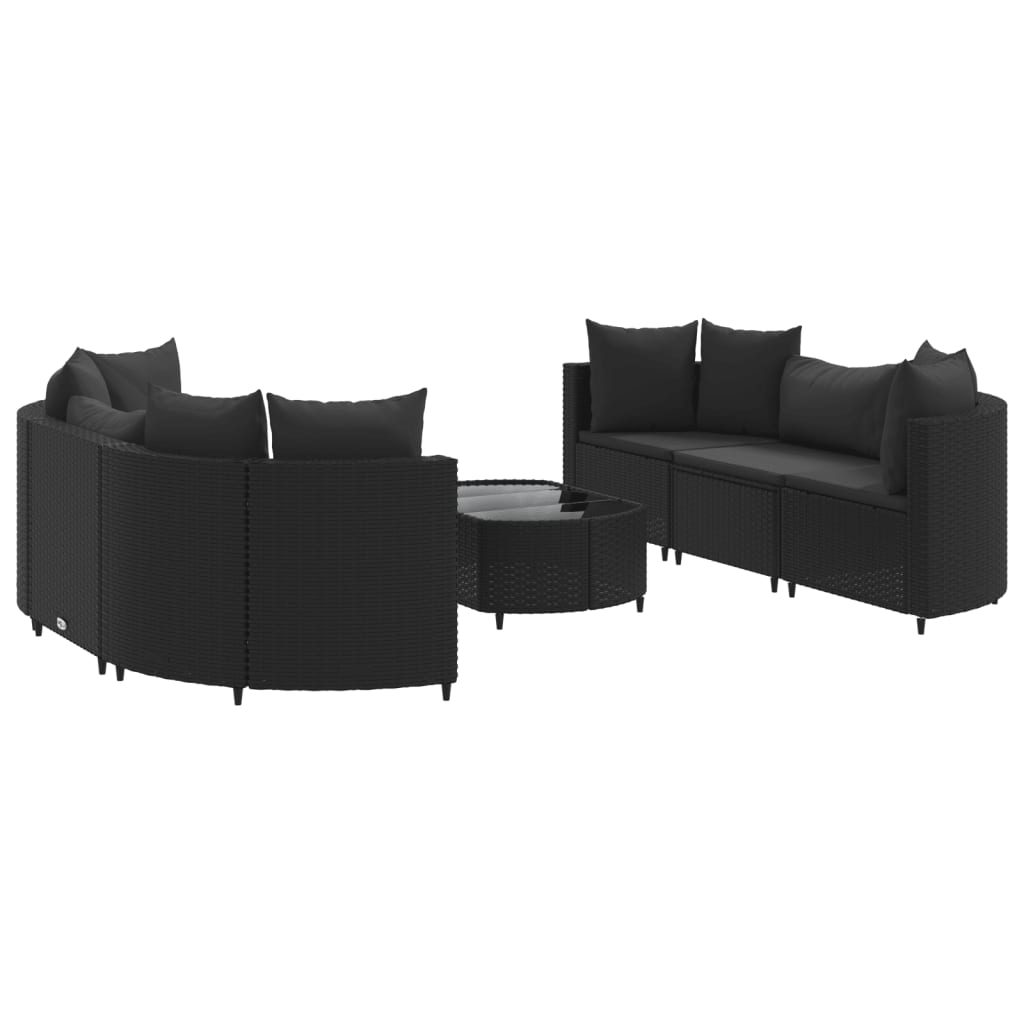 sofasæt til haven 7 dele med hynder polyrattan sort
