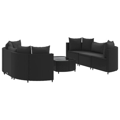 sofasæt til haven 7 dele med hynder polyrattan sort