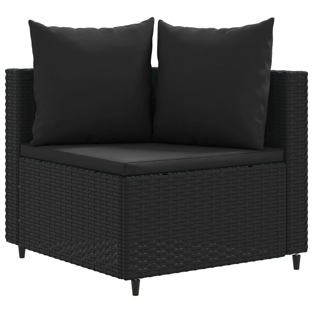 sofasæt til haven 7 dele med hynder polyrattan sort