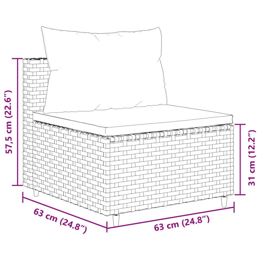 sofasæt til haven 7 dele med hynder polyrattan sort