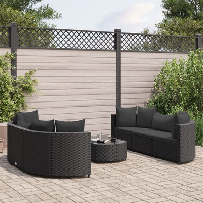 sofasæt til haven 7 dele med hynder polyrattan sort