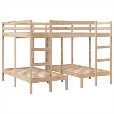 tredobbelt køjeseng 160x200/80x160 cm massivt fyrretræ