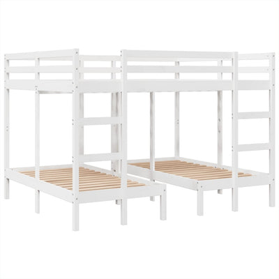 tredobbelt køjeseng 160x200/80x160 cm massivt fyrretræ hvid