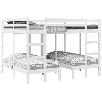 tredobbelt køjeseng 160x200/80x160 cm massivt fyrretræ hvid