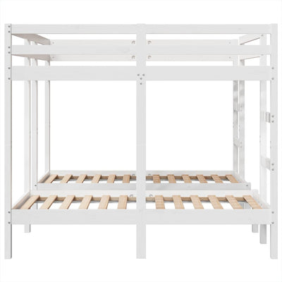 tredobbelt køjeseng 160x200/80x160 cm massivt fyrretræ hvid