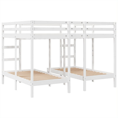 tredobbelt køjeseng 160x200/80x160 cm massivt fyrretræ hvid