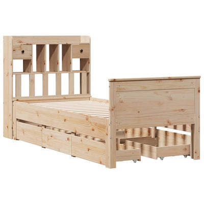 seng med reol uden madras 90x200 cm massivt fyrretræ