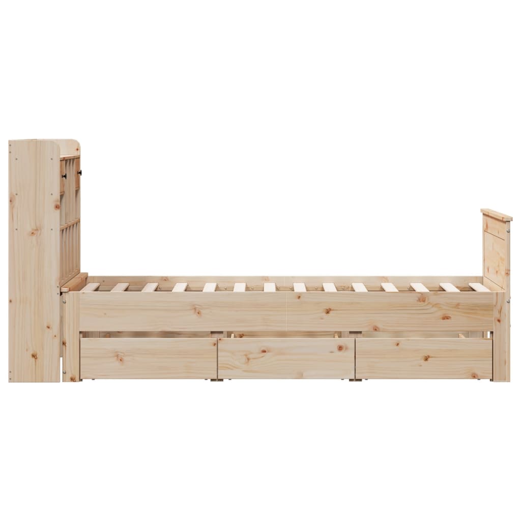 seng med reol uden madras 90x200 cm massivt fyrretræ