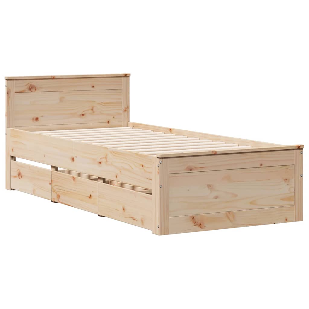 seng med reol uden madras 90x200 cm massivt fyrretræ