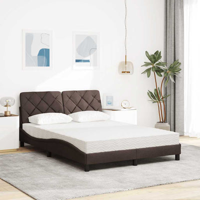 Seng med madras 120x200 cm stof mørkebrun